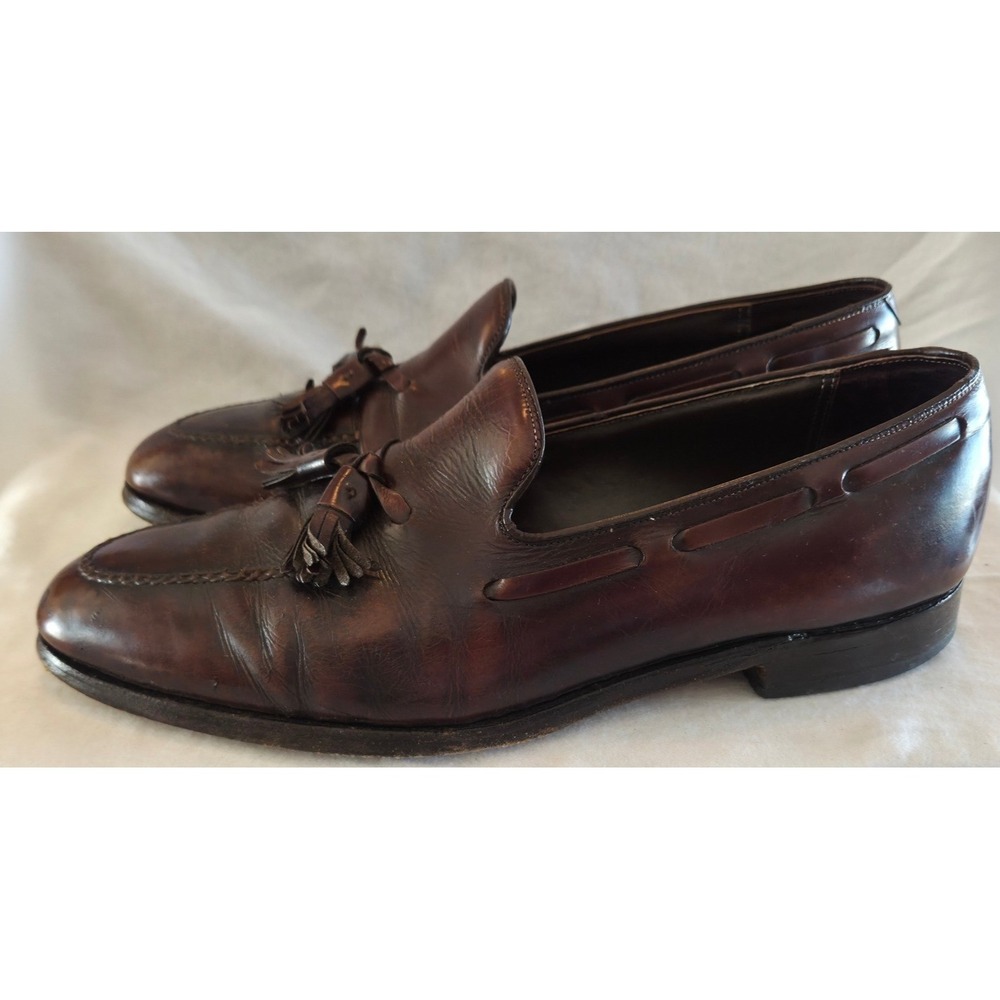 Cortina Italian Men's Dark Brown Leather Tassel Loafer Dress Shoes Size 10/11